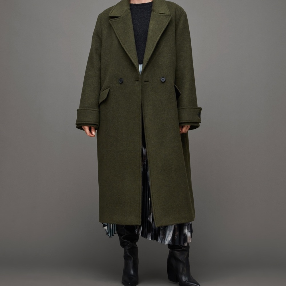 NWT All Saints MABEL DOUBLE BREASTED LONGLINE COAT - Picture 4 of 7